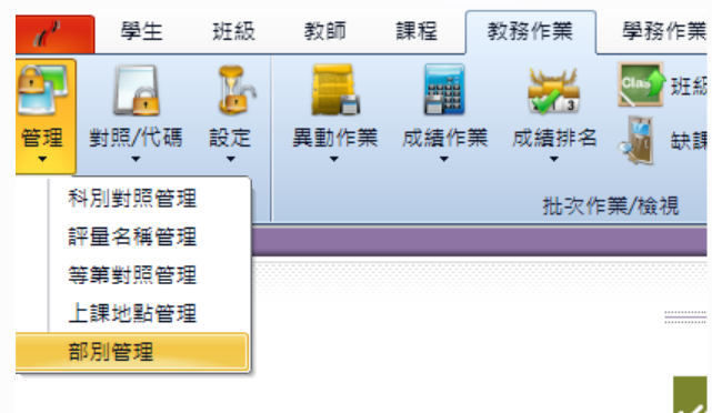 部別管理功能位置